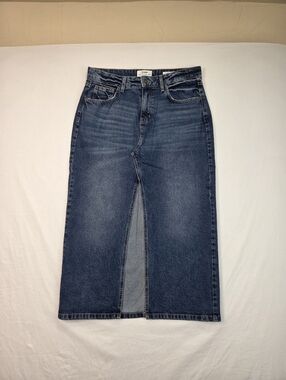 Cotton On Bailey Denim Maxi Skirt Size 10 Blue High Rise Front Slit Classic Jean